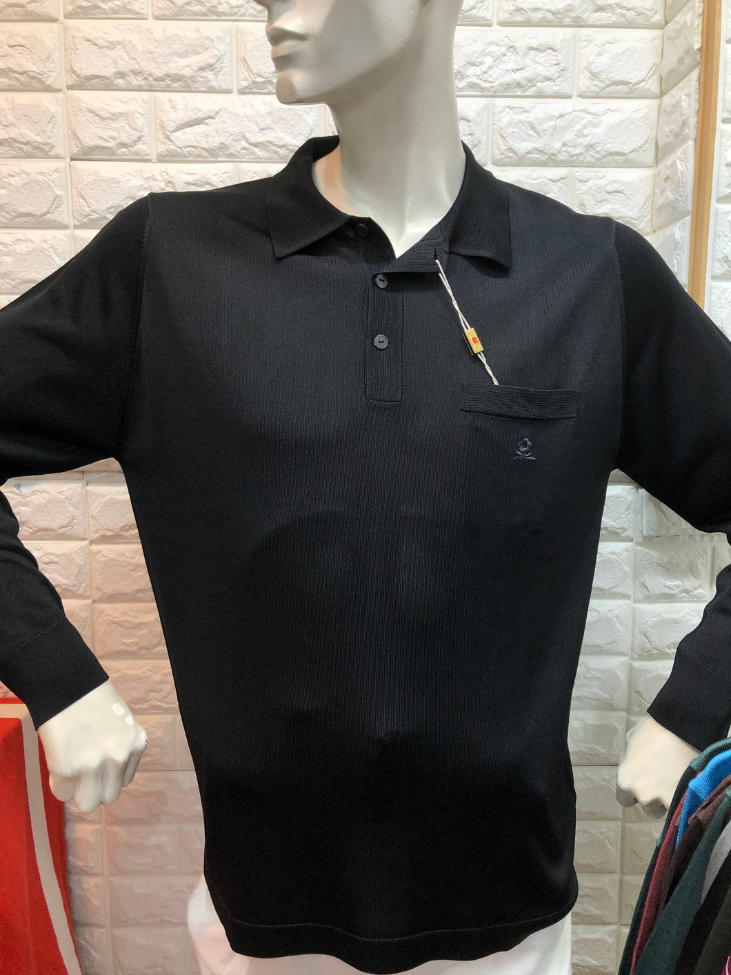 長袖絲質MONTAGUT long sleeves fil lumiere- 320268-0307黑色 plain pattern。